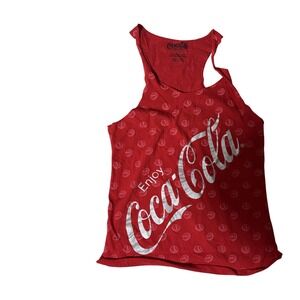 Coca-Cola Womens Red Racerback Tank Top Silver Metallic Graphic XS LT30001TA